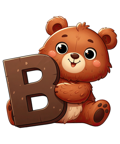 Animal Alphabet B Bear Design - DTF Ready To Press - DTF Dallas 