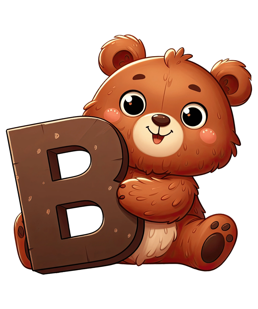 Animal Alphabet B Bear Design - DTF Ready To Press