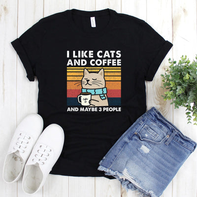I Like Cats And Coffee Shirt (Unisex V-Neck) - DTF Dallas 