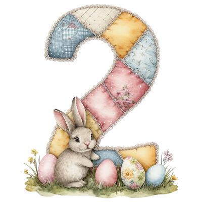 Pastel Vintage Easter Bunny Number 2 Design - DTF Ready To Press - DTF Dallas 