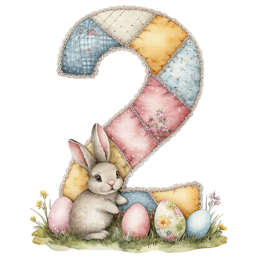 Pastel Vintage Easter Bunny Number 2 Design - DTF Ready To Press