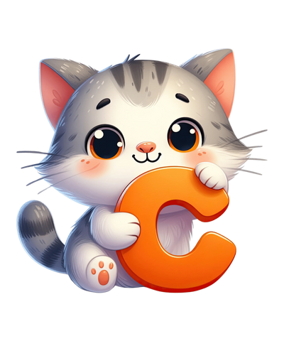 Animal Alphabet C Cat Design - DTF Ready To Press - DTF Dallas 