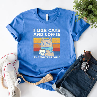 I Like Cats And Coffee Shirt (Unisex V-Neck) - DTF Dallas 