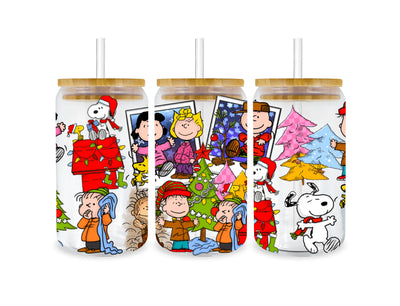 UV DTF 16 oz Libbey Cup Wrap Christmas Peanuts | DTF Dallas - DTF Dallas 