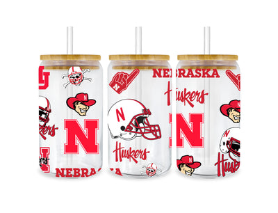 UV DTF 16 oz Libbey Cup Wrap - Nebraska Huskers | DTF Dallas - DTF Dallas 