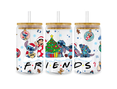 Lilo and Stitch Friends Glass Cup Wrap | DTF Dallas - DTF Dallas 