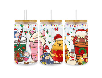 UV DTF 16 oz Libbey Glass Cup Winnie the Pooh | DTF Dallas - DTF Dallas 