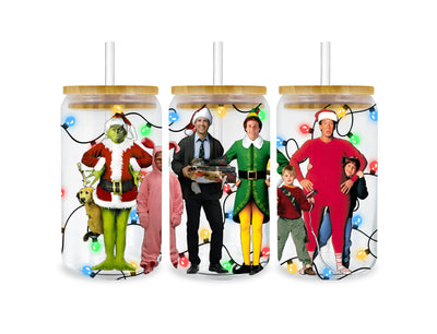 UV DTF 16 Oz Libbey Glass Cup Wrap - Grinch Movie - DTF Dallas 