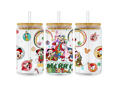 Christmas Mickey Glass Cup Wrap V1 | DTF Dallas - DTF Dallas 