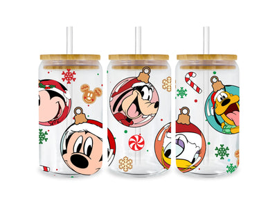 16 oz Libbey Cup Wrap - Christmas Mickey | DTF Dallas - DTF Dallas 