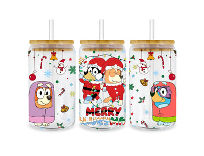 Bluey and Friends Glass Cup Wrap Ready to Press | DTF Dallas - DTF Dallas 