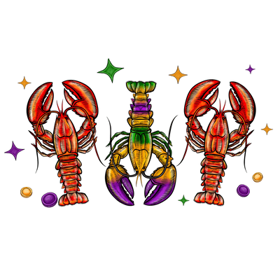Crawfish Mardi Gras Design - DTF Ready To Press - DTF Dallas 