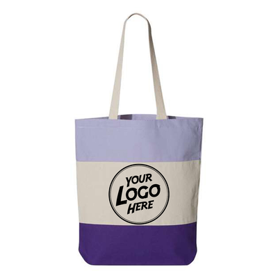 Custom | Q-Tees Tri-Color Canvas Tote Bags Mini Shopper - Q125900D