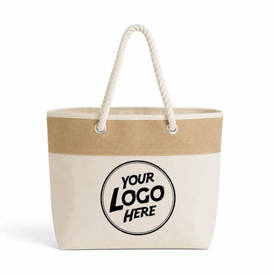 Custom | Large Canvas Beach Tote Bags with Rope Handles for Custom Printing - RJ260 - DTF Dallas 