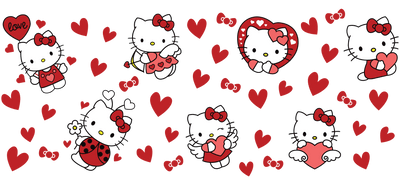 UV DTF 16 Oz Libbey Glass Cup Wrap -  Valentine's Day Hello Kitty - DTF Dallas 