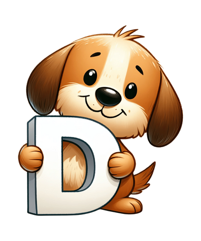 Animal Alphabet D Dog Design - DTF Ready To Press - DTF Dallas 