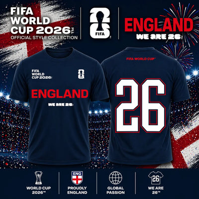 FIFA World Cup 2026 England Shirt - Official "We Are 26" T-shirt - DTF Dallas 