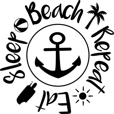 Eat Sleep Beach Design - DTF Ready To Press - DTF Dallas 