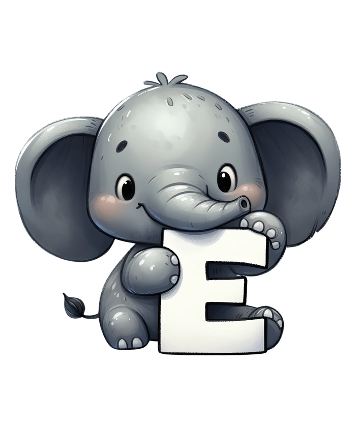 Animal Alphabet E Elephant Design pressed on a garment