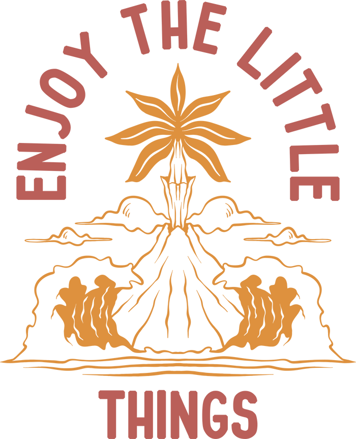 Enjoy The Little Things Design pressed on a garment