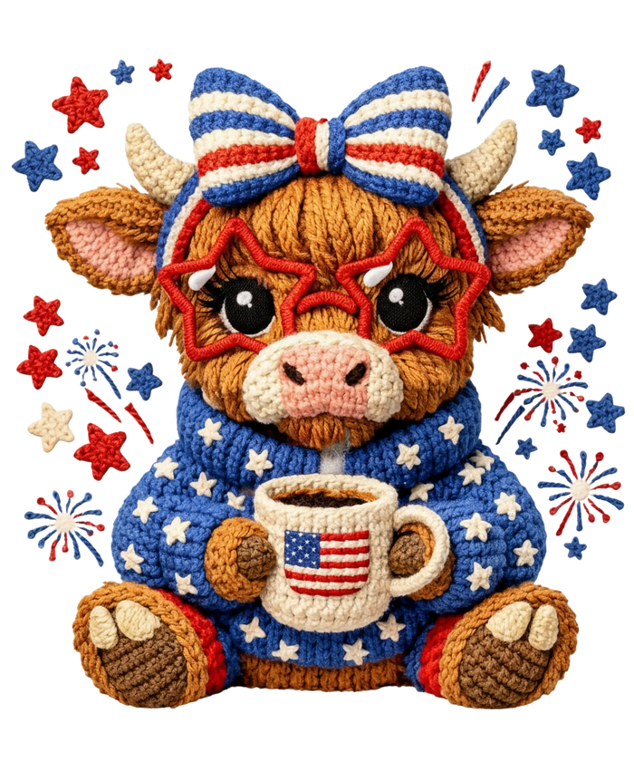 Faux Patriotic Cow 250 Years of Freedom Design pressed on a garment