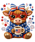Faux Patriotic Cow 250 Years of Freedom Design - DTF Ready To Press