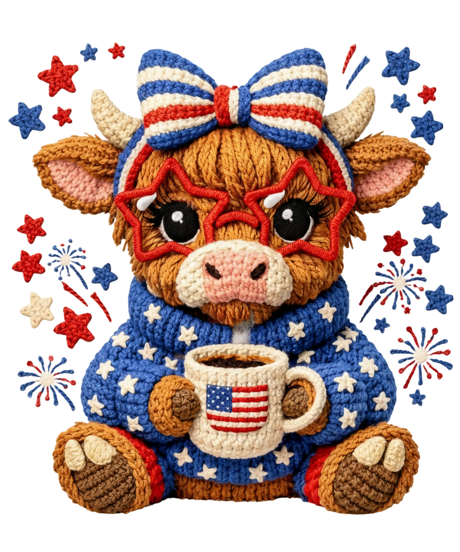 Faux Patriotic Cow 250 Years of Freedom Design - DTF Ready To Press