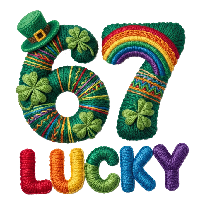 Faux 67 Lucky St Patrick’s Day Design pressed on a garment