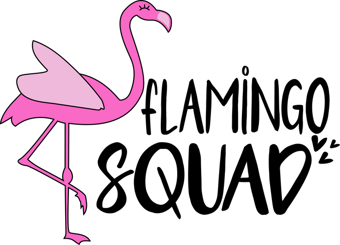 Flamingo Squad Design pressed on a garment