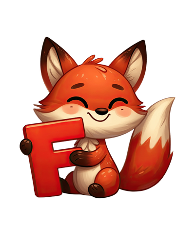 Animal Alphabet F Fox Design - DTF Ready To Press - DTF Dallas 