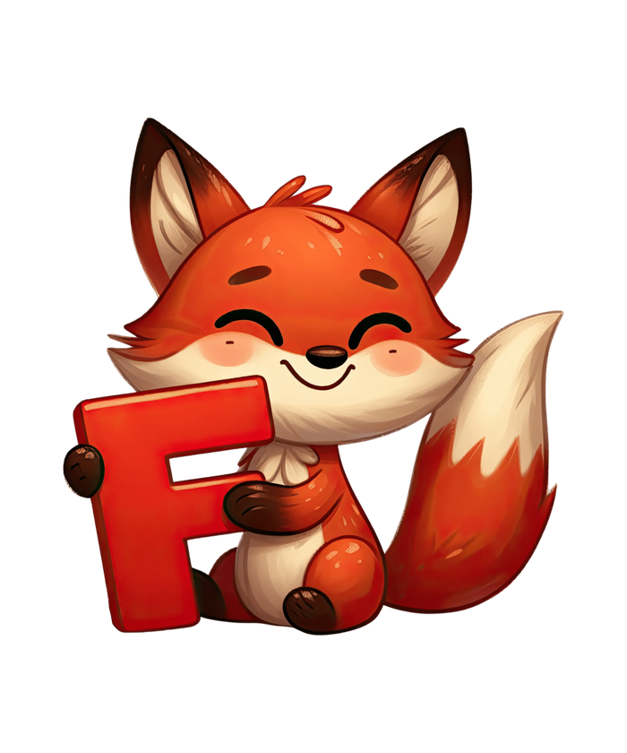 Animal Alphabet F Fox Design pressed on a garment