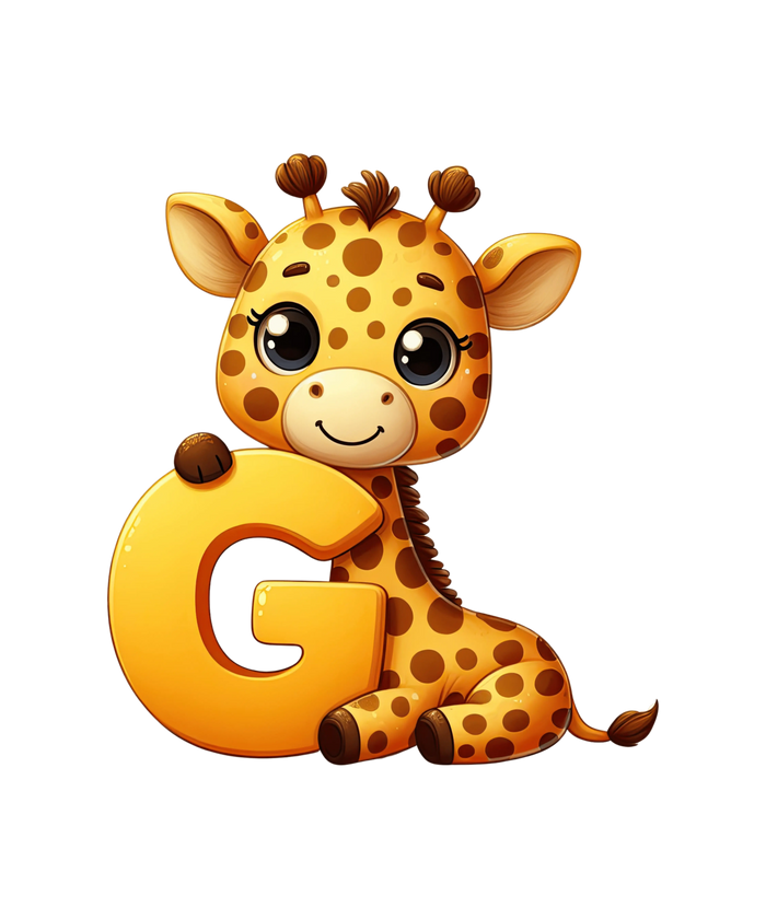 Animal Alphabet G Giraffe Design pressed on a garment