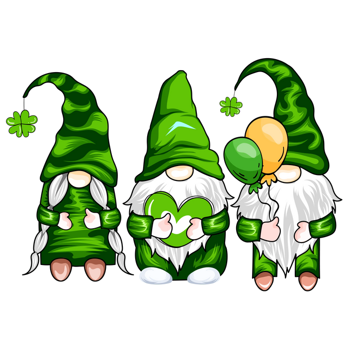 Gnomes St Patrick's Day Design pressed on a garment