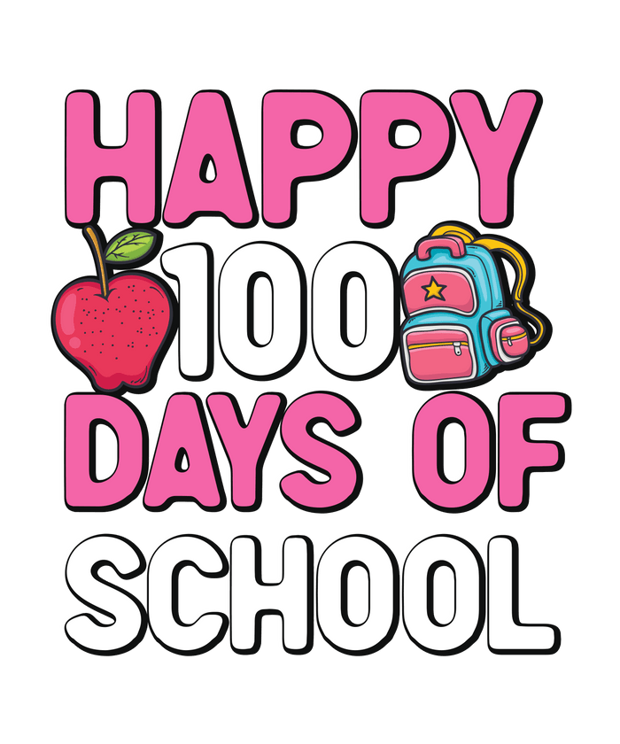 Happy 100 Days of School Apple Design pressed on a garment