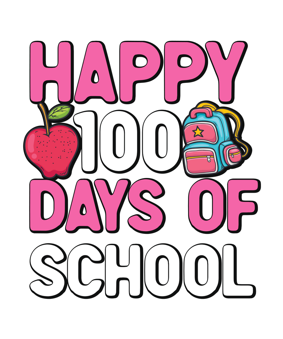 Happy 100 Days of School Apple Design | DTF Dallas