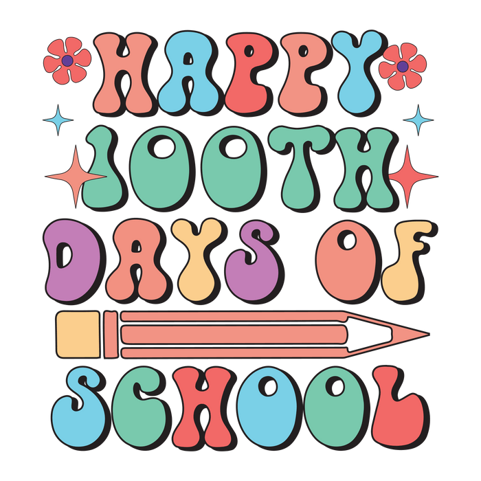 Happy 100th Days of School Party Design pressed on a garment