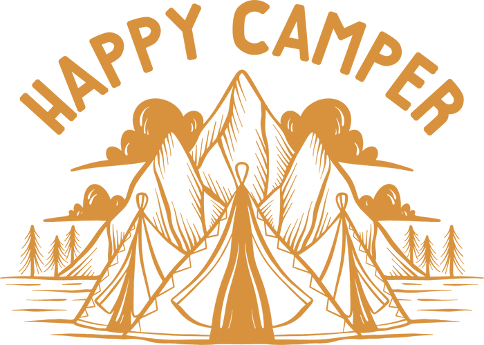 Happy Camper Design pressed on a garment