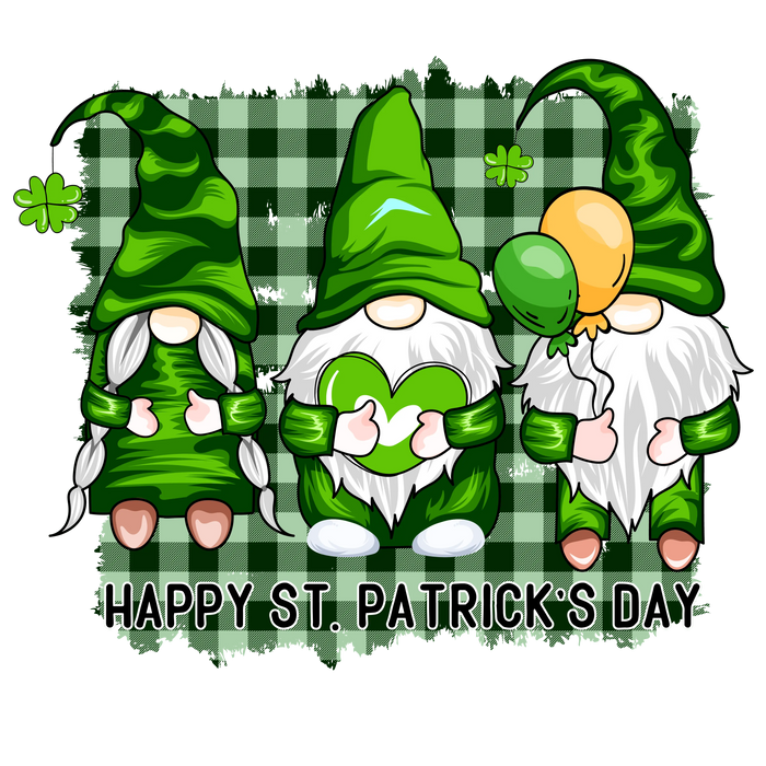 Happy Saint Patrick's Day Gnomes Design pressed on a garment