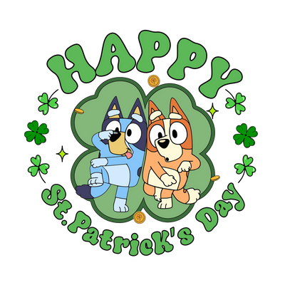 Happy St Patrick's Day Bluey Party - DTF Ready To Press - DTF Dallas 