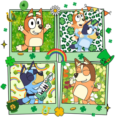 Saint Patrick's Day Bluey Party - DTF Ready To Press - DTF Dallas 