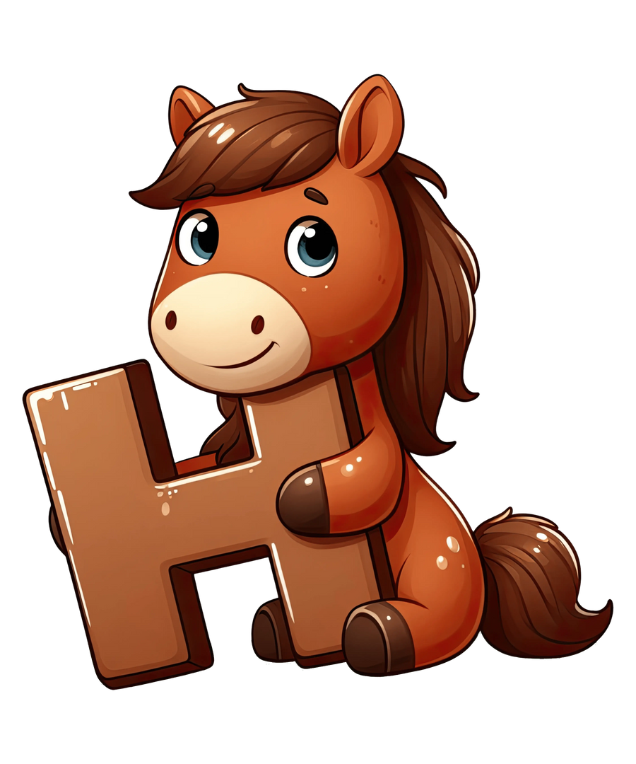 Animal Alphabet H Horse Design - DTF Ready To Press