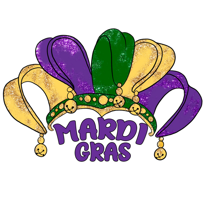 Mardi Gras Party Hat Design pressed on a garment