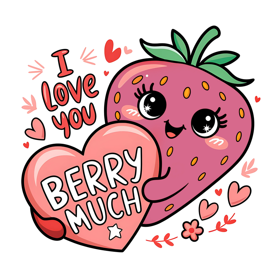 Valentine I Love You Berry Much Design | DTF Dallas