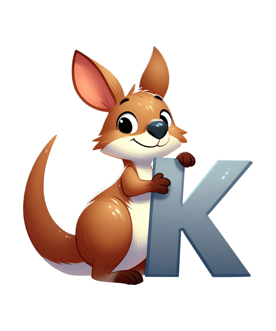 Animal Alphabet K Kangaroo Design | DTF Dallas
