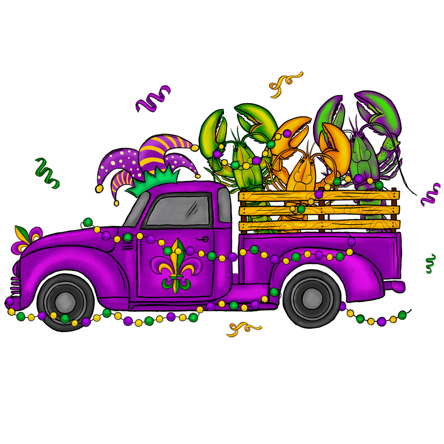 Mardi Gras Truck Lover Design - DTF Ready To Press