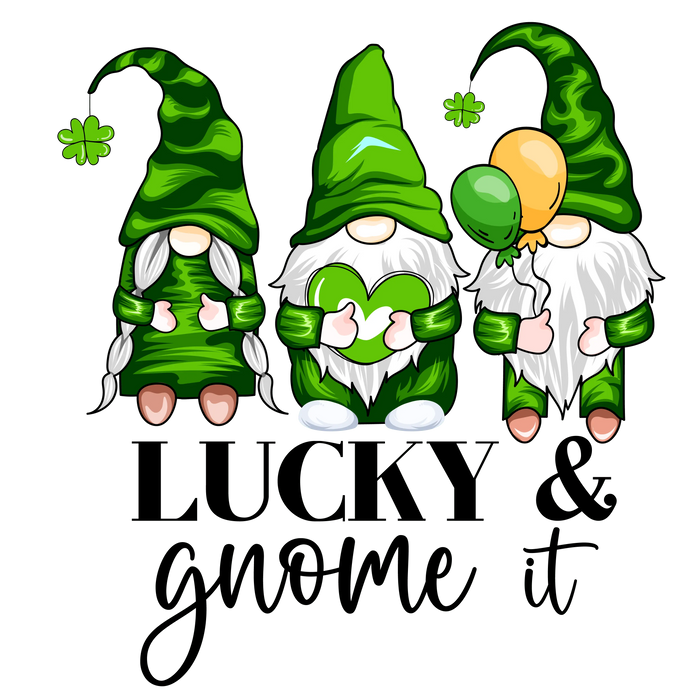 Lucky Blessed Gnomes Saint Patrick's Day Design pressed on a garment
