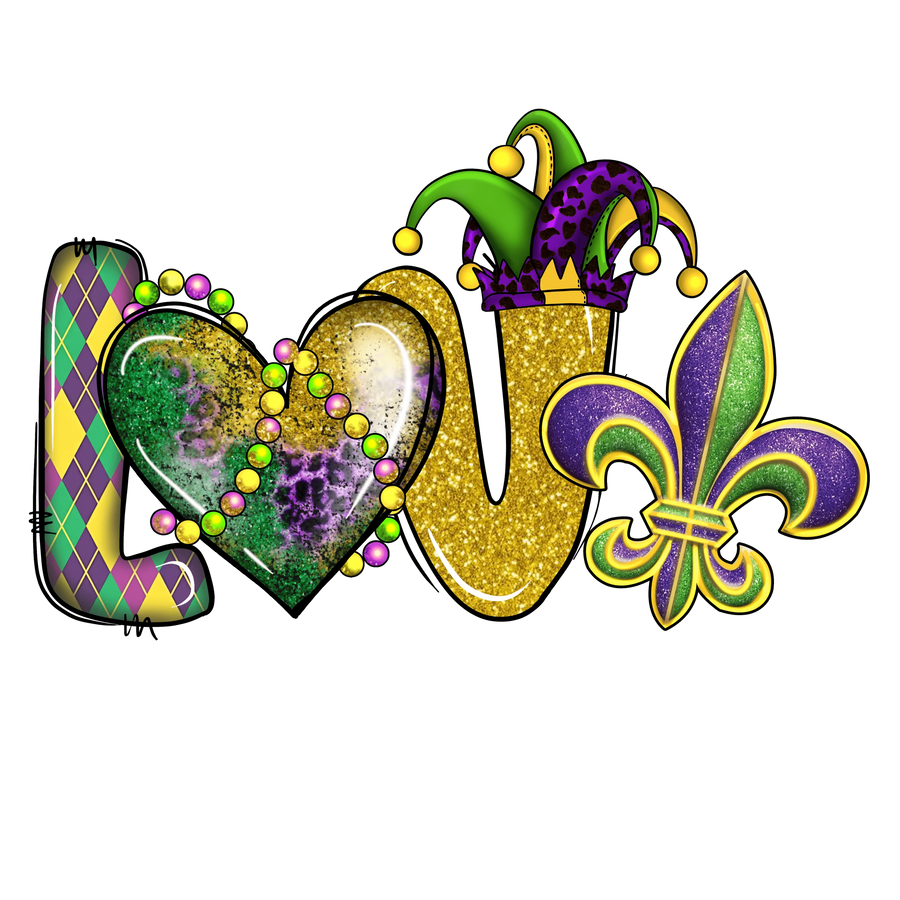 Mardi Gras Love DTF Design - Ready to Press V1 | DTF Dallas