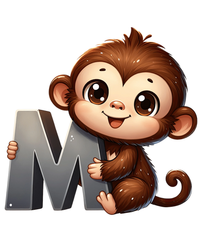 Animal Alphabet M Monkey Design - DTF Ready To Press - DTF Dallas 