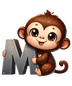 Animal Alphabet M Monkey Design - DTF Ready To Press