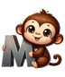 Animal Alphabet M Monkey Design - DTF Ready To Press